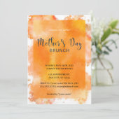 Oranje Waterverf Moederdag Brunch Uitnodiging (Staand voorkant)