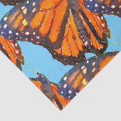 Oranje Waterverf Monarch Butterflies in Blue Sky Tissuepapier (Detail)