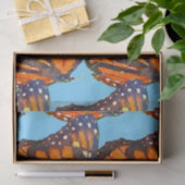 Oranje Waterverf Monarch Butterflies in Blue Sky Tissuepapier (Geschenk)