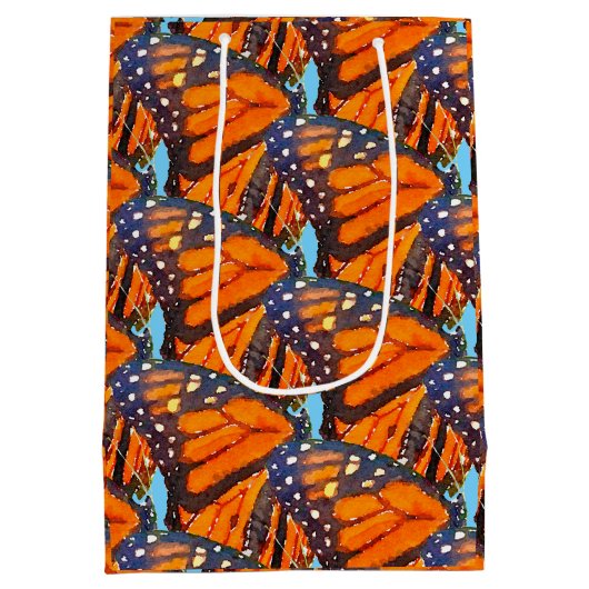 Oranje Waterverf Monarch Butterfly in Blue Sky Medium Cadeauzakje (Achterkant)