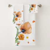 Oranje waterverf papaver bad handdoek (Insitu)