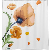 Oranje waterverf papaver douchegordijn (Voorkant)