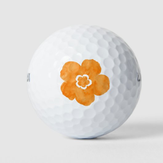 Oranje Waterverf Papaver Golfballen (Voorkant)