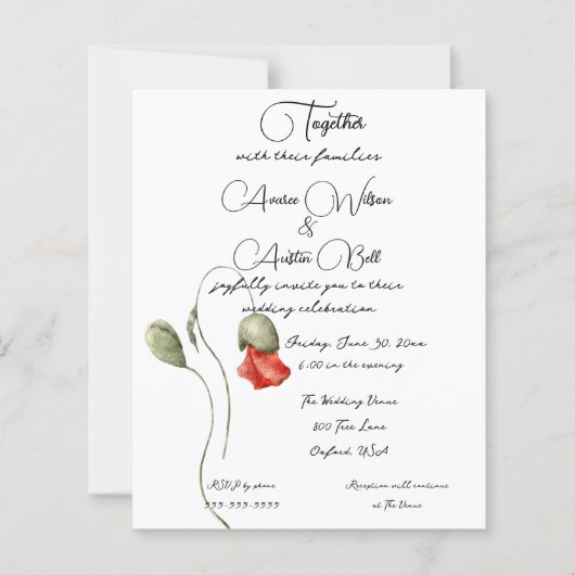 Oranje Waterverf papaver minimalistisch (Voorkant)