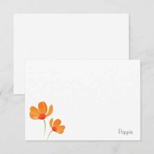 Oranje Waterverf papavers Notitiekaartje (Voorkant / Achterkant)