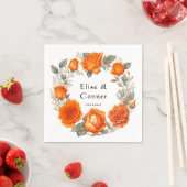 Oranje Waterverf Pioenrozen Bruiloft Servet (Insitu)