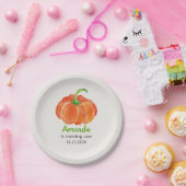 Oranje Waterverf pompoen eerste verjaardag Papieren Bordje (Feest)
