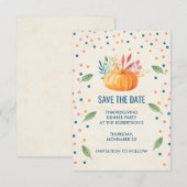 Oranje Waterverf Pompoen met Confetti Save The Date (Voorkant / Achterkant)