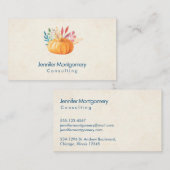 Oranje Waterverf pompoen op faux perkament Visitekaartje (Voorkant / Achterkant)