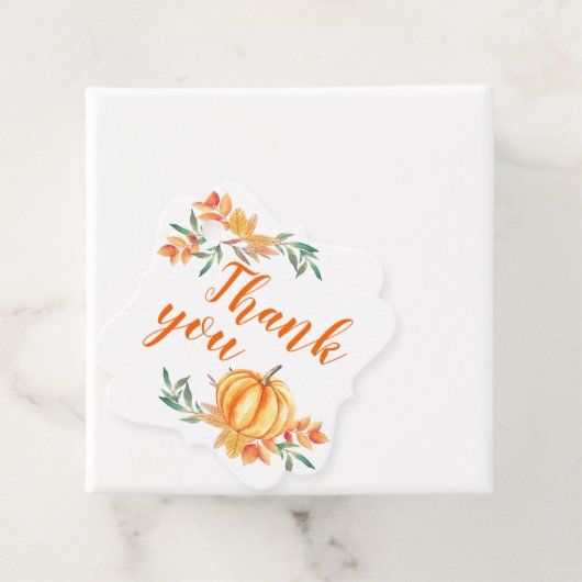 Oranje Waterverf pompoen val bladeren dank u Bedankjes Labels (In situ)