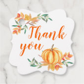 Oranje Waterverf pompoen val bladeren dank u Bedankjes Labels (Voorkant)