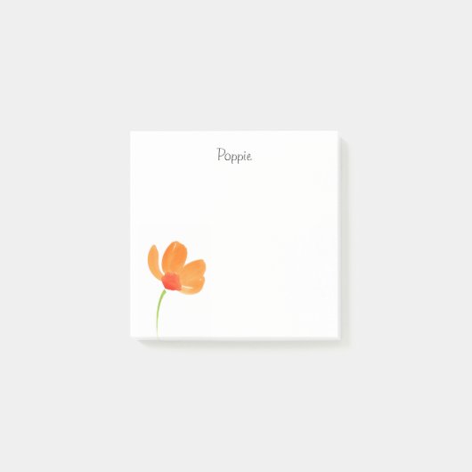 Oranje Waterverf Poppie Flower Post-it® Notes (Voorkant)