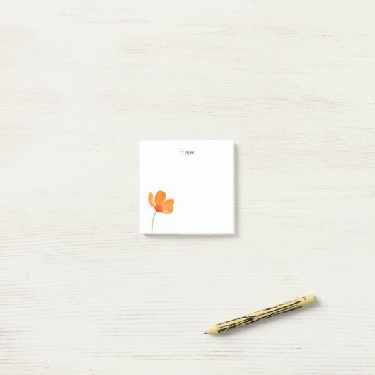 Oranje Waterverf Poppie Flower Post-it® Notes (Op bureau)