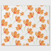 Oranje Waterverf Poppies Patroon Cadeaupapier (Vlak)