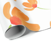 Oranje Waterverf Poppies Patroon Cadeaupapier (Rol Hoek)