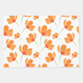 Oranje Waterverf Poppies Patroon Inpakpapier Vel (Voorkant 2)