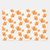 Oranje Waterverf Poppies Patroon Inpakpapier Vel (Voorkant)