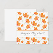 Oranje Waterverf Poppies Patroon Notitiekaartje (Voorkant / Achterkant)