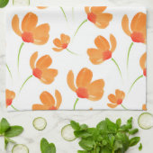 Oranje Waterverf Poppies Patroon Theedoek (Gevouwen)