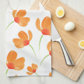 Oranje Waterverf Poppies Patroon Theedoek (Quarter Fold)