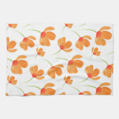 Oranje Waterverf Poppies Patroon Theedoek (Horizontaal)
