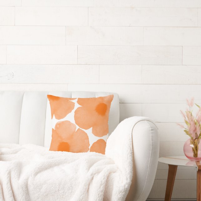 Oranje Waterverf Poppy 3 Kussen (Bank)