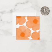 Oranje Waterverf Poppy 3 Notitiekaartje (Voorkant / Achterkant in situ)