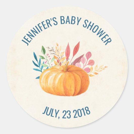 Oranje Waterverf Pumpkin Herfst Seizoen STD Ronde Sticker (Voorkant)