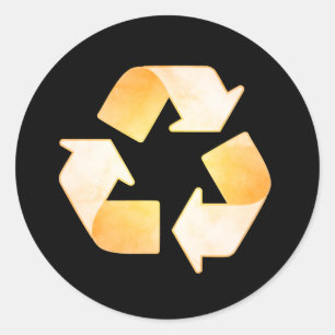 Oranje Waterverf Recycling Symbool Sticker