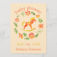 Oranje Waterverf Rocking Horse Baby shower