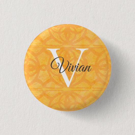 Oranje Waterverf Ronde Button 3,2 Cm (Voorkant)