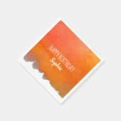 Oranje waterverf schattig Happy Birthday gepersona Servet (Hoek)