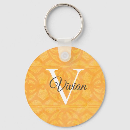 Oranje Waterverf Sleutelhanger (Voorkant)