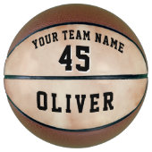 Oranje Waterverf Speler Teamnaam Nummer Basketbal (Voorkant)