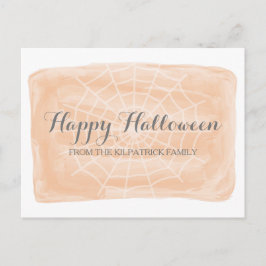 Oranje Waterverf Spider Web Halloween Briefkaart