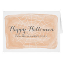 Oranje Waterverf Spider Web Halloween Kaart