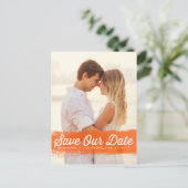 ORANJE WATERVERF SPLASH | BESPAAR DE DATUM-BRIEFKA AANKONDIGINGSKAART (Staand voorkant)