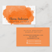 Oranje waterverf Splash make-up typografie Visitekaartje (Voorkant / Achterkant)