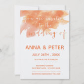 Oranje Waterverf Splash Script Weddenschap Kaart (Voorkant)