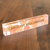 Oranje Waterverf Stippen Moderne Aangepaste Zakeli Naambordje (Zijkant)