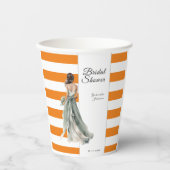 Oranje waterverf strepen boho vrijgezellenfeest papieren bekers (Voorkant)