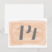 Oranje Waterverf Tabelnummer Briefkaart (Voorkant / Achterkant)
