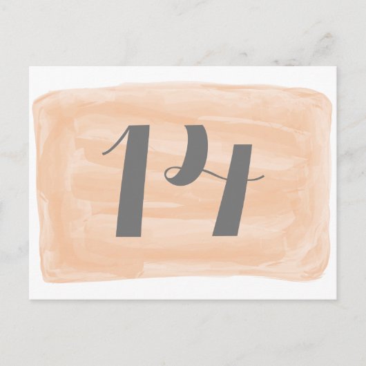 Oranje Waterverf Tabelnummer Briefkaart (Voorkant)