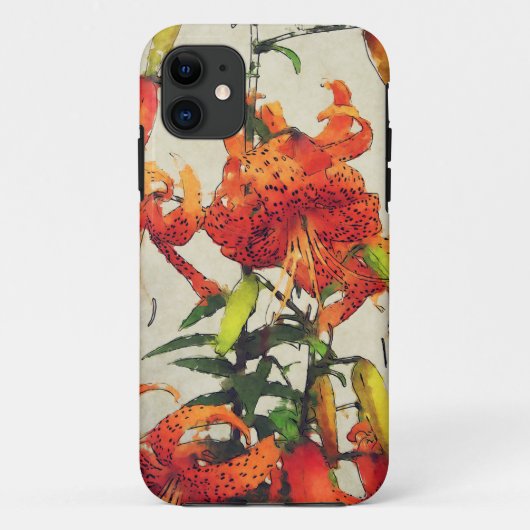 Oranje Waterverf Tiger Lily 1 Case-Mate iPhone Case (Achterkant)