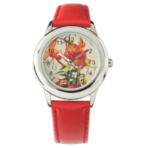 Oranje Waterverf Tiger Lily 1 Horloge