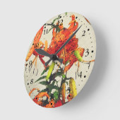 Oranje Waterverf Tiger Lily 1 Ronde Klok (Hoek)