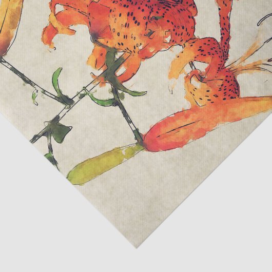 Oranje Waterverf Tiger Lily 1 Tissuepapier (Detail)