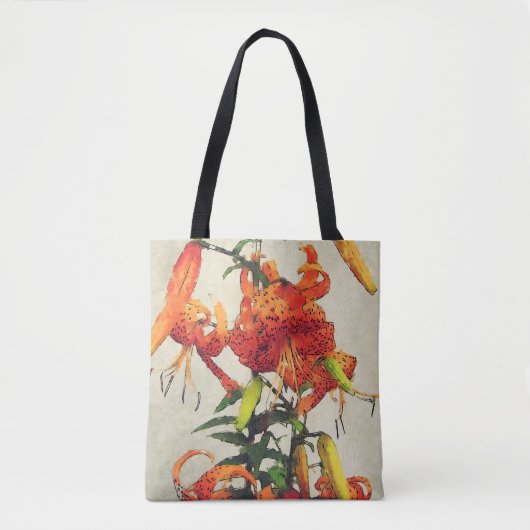 Oranje Waterverf Tiger Lily 1 Tote Bag (Voorkant)