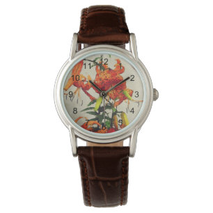 Oranje Waterverf Tijgerlelie 1 Horloge