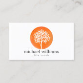 Oranje Waterverf Tree Life Coach II Visitekaartje (Voorkant)